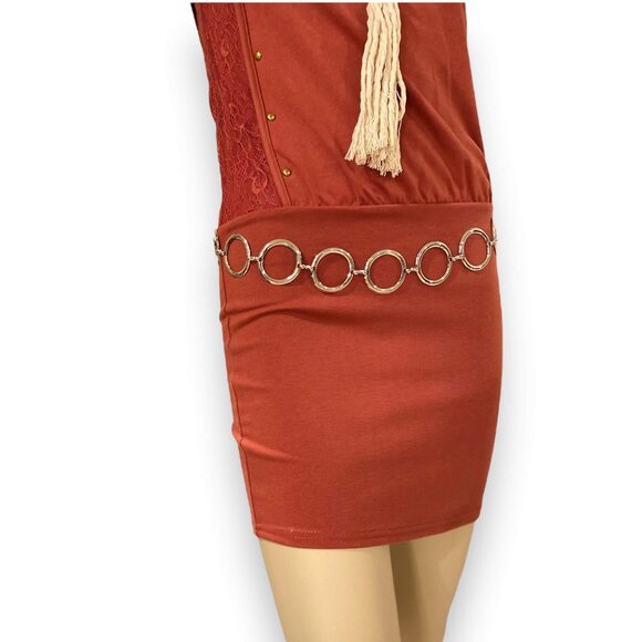 Retro Silver Round Link Waist Chain Belt - NEW - Picture 1 of 3
